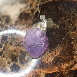 Brazilian raw Amethyst semiprecious pendant
